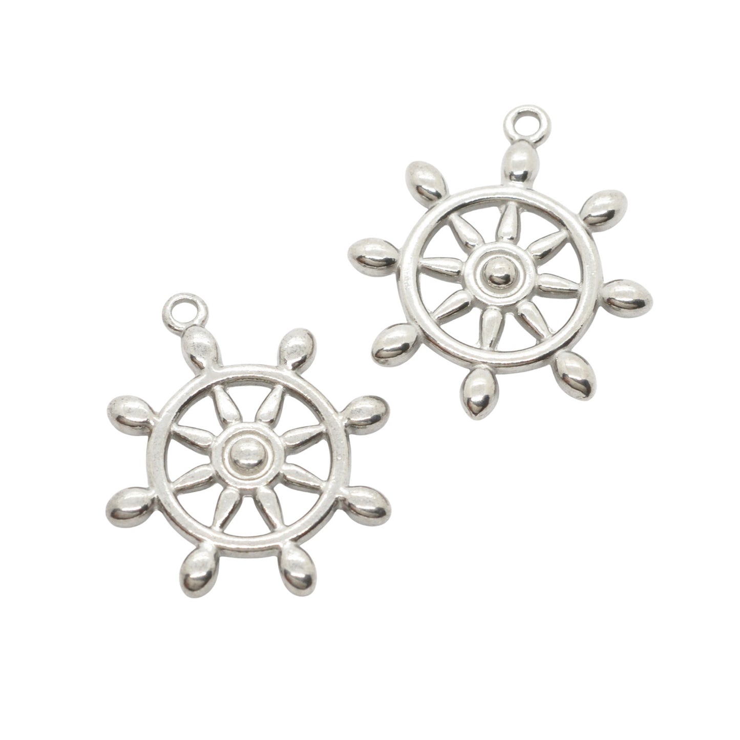 Steuerrad Anhänger Charm Edelstahl / 22mm