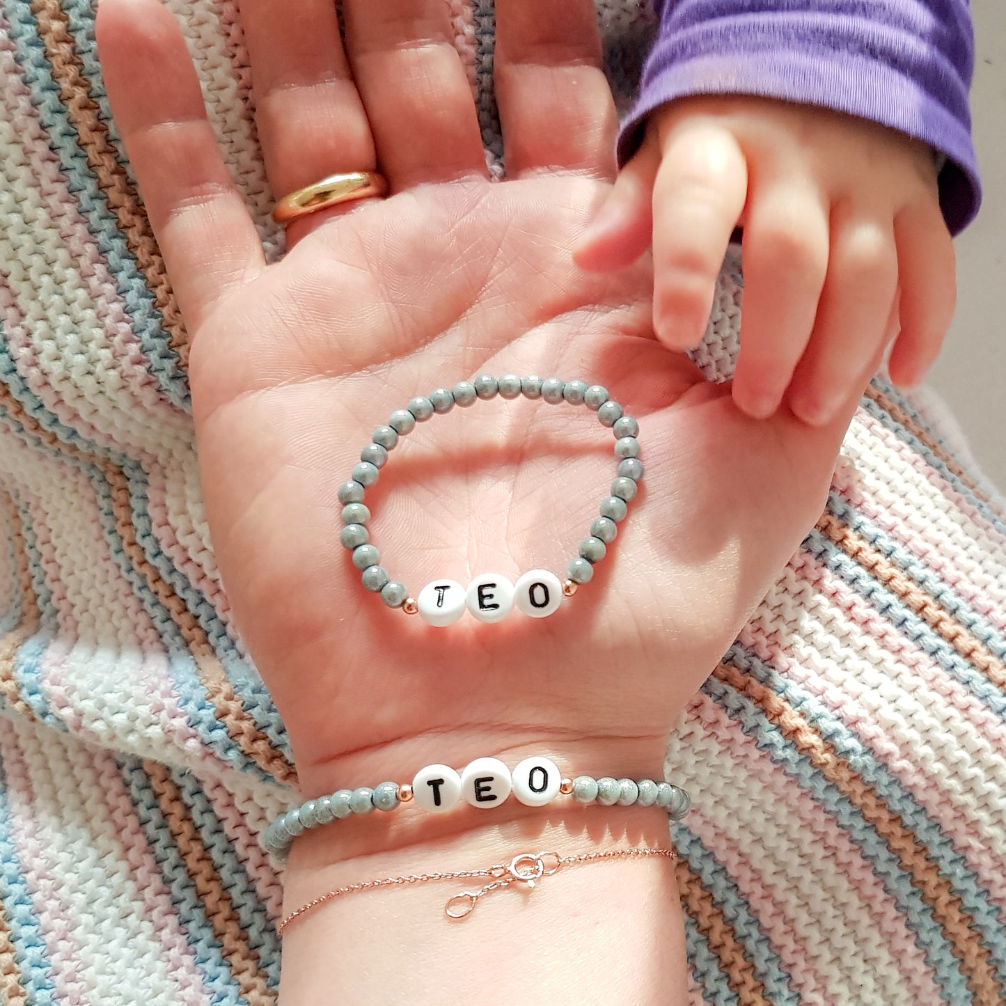 Mother & Son Bracelet Set // baby blue