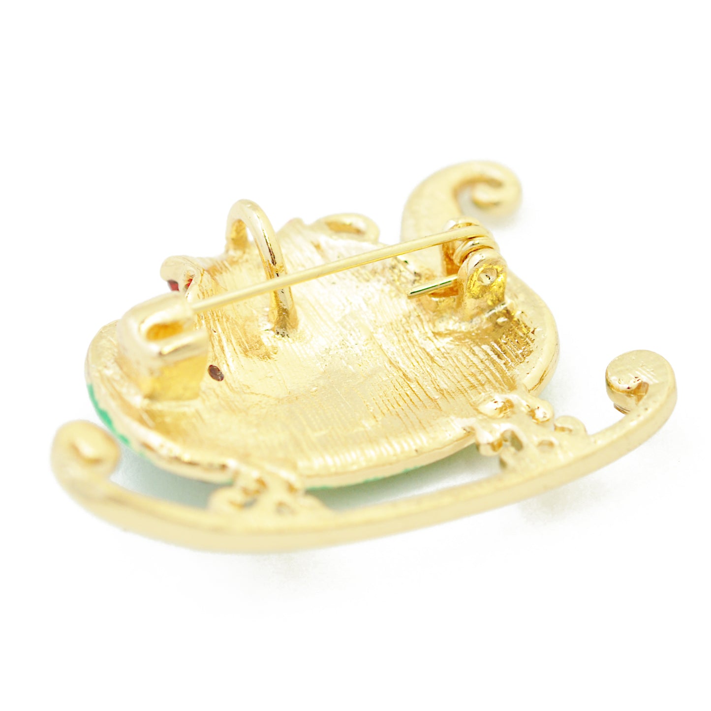 Weihnachtsbrosche Schlitten Strass / goldfarben / 30x45mm