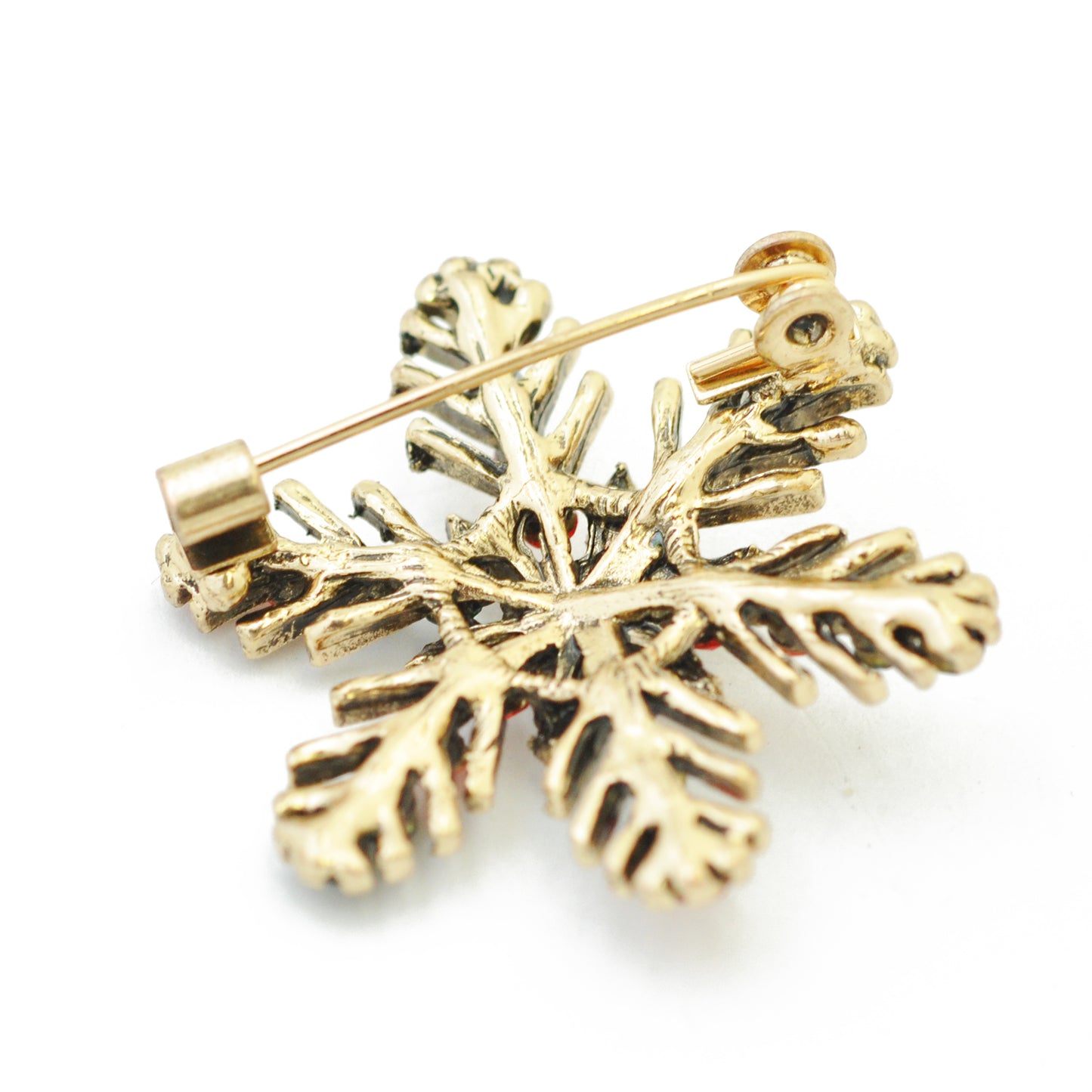 Weihnachtsbrosche Schneeflocke / goldfarben / 35x35mm