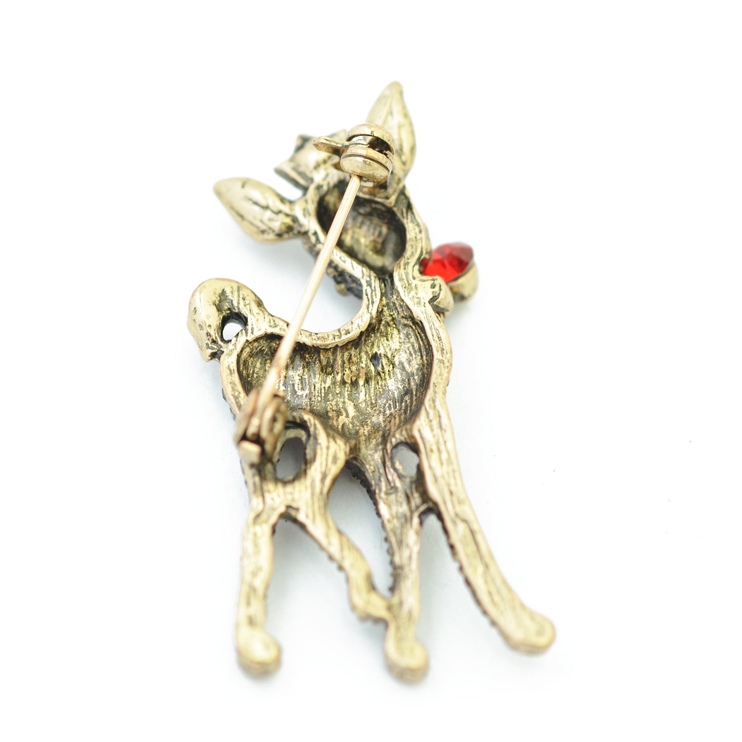 Weihnachtsbrosche Reh Bambi / messingfarben / 40x20mm