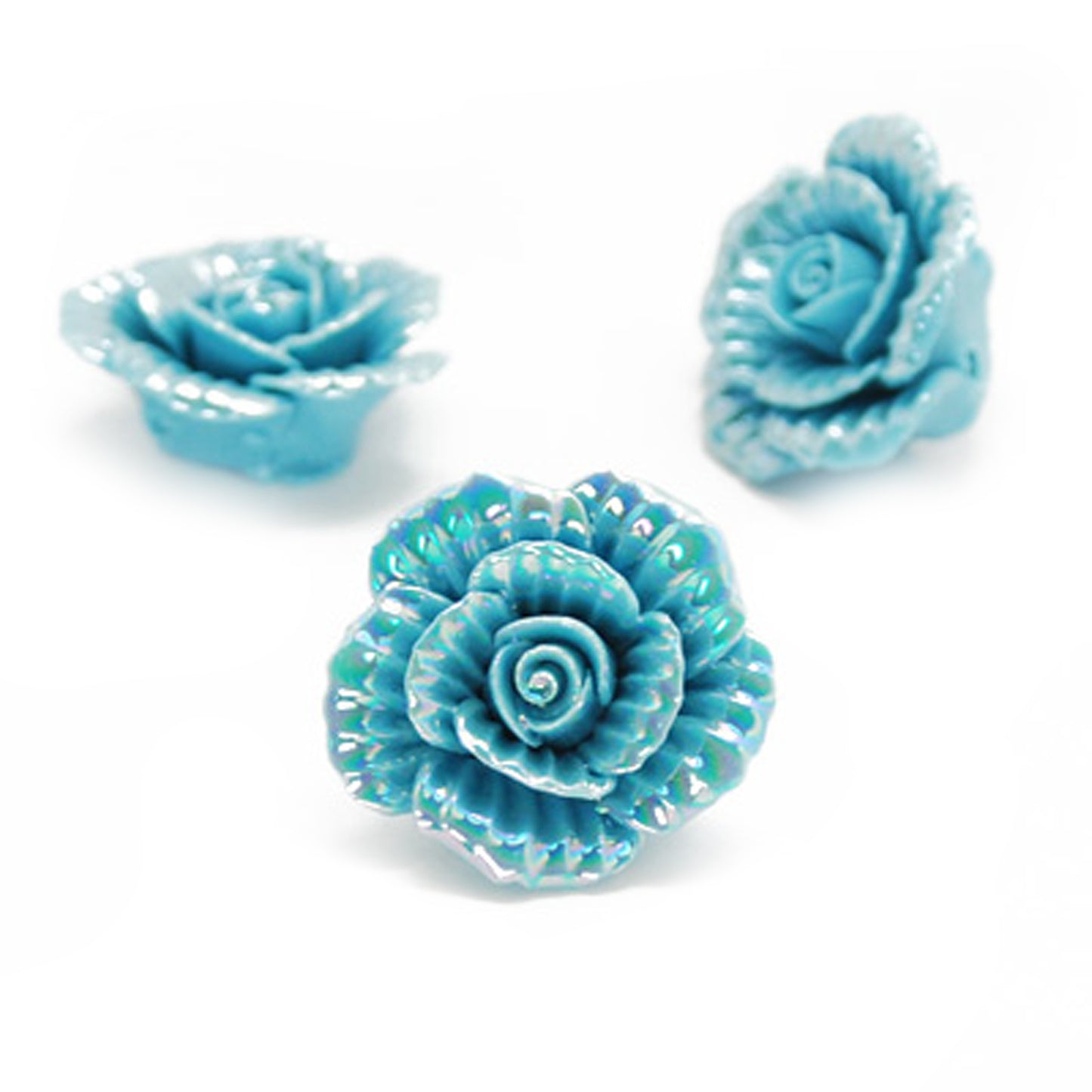 Porzellan Blumen türkis / 26 mm