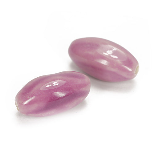 Porzellan Perle oval lila / 18 mm