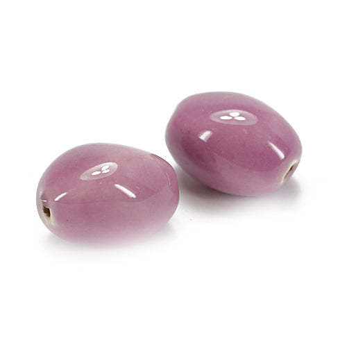 Porzellan Perle oval lila / 16 mm