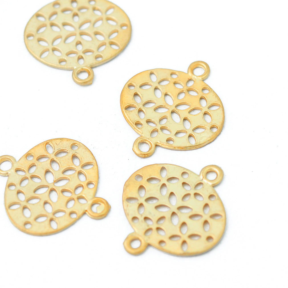 Filigree connector flowers / gold-colored / 18 mm