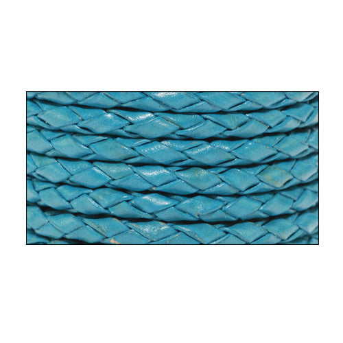 Lederband geflochten Bolo türkis 1m / Ø 3mm