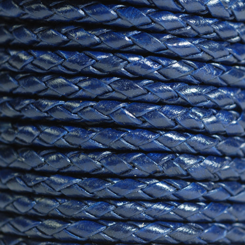 Lederband geflochten Bolo marine 1m / Ø 3mm