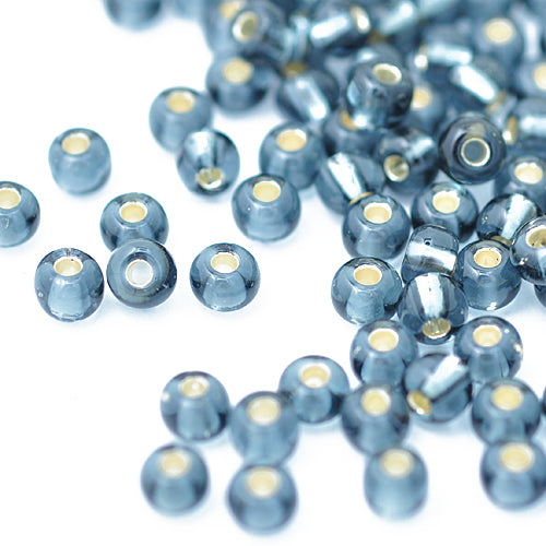 Preciosa Rocailles grau Silbereinzug / Ø 4,5mm (5/0) / 15gr.
