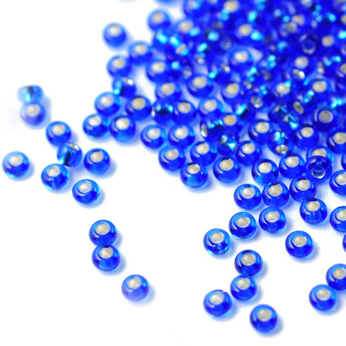 Preciosa Rocailles safir blau Silbereinzug / Ø 2,6mm (9/0) / 15gr.