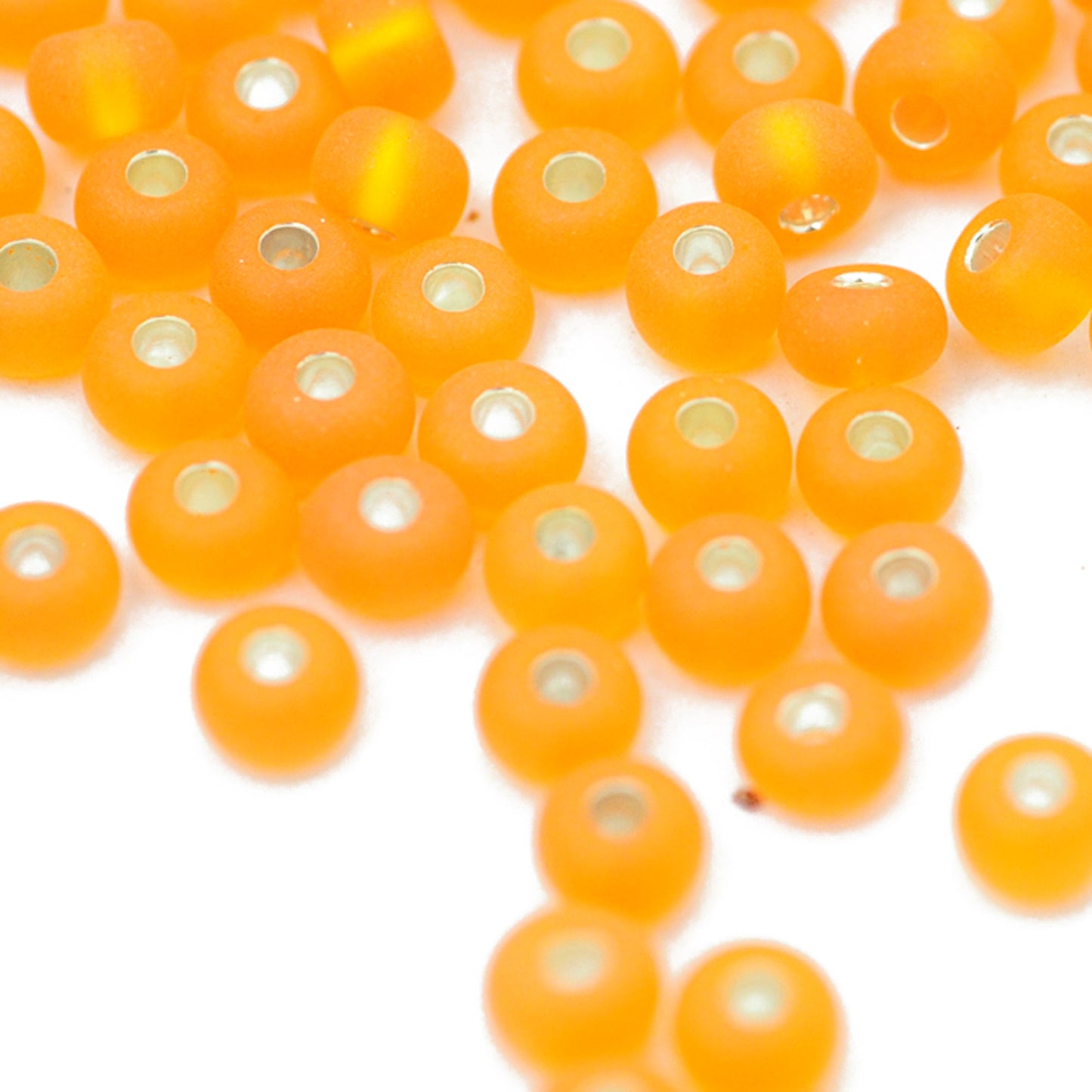 Preciosa Rocailles orange matt Silbereinzug / Ø 4,5mm (5/0) / 15gr.
