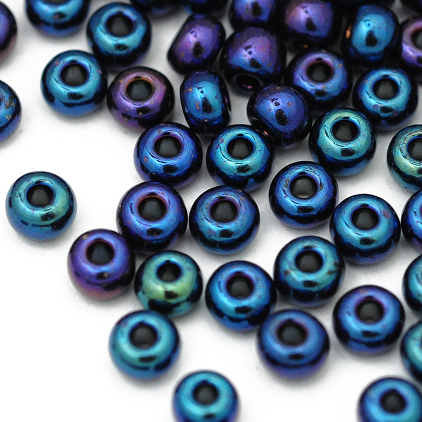 Preciosa Rocailles metallic blau / Ø 4,5mm (5/0) / 15gr.