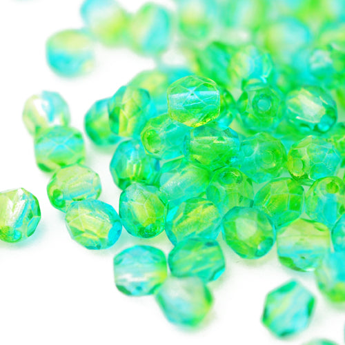 Preciosa Glasschliffperlen zircon grün / 100 Stk. / 4mm