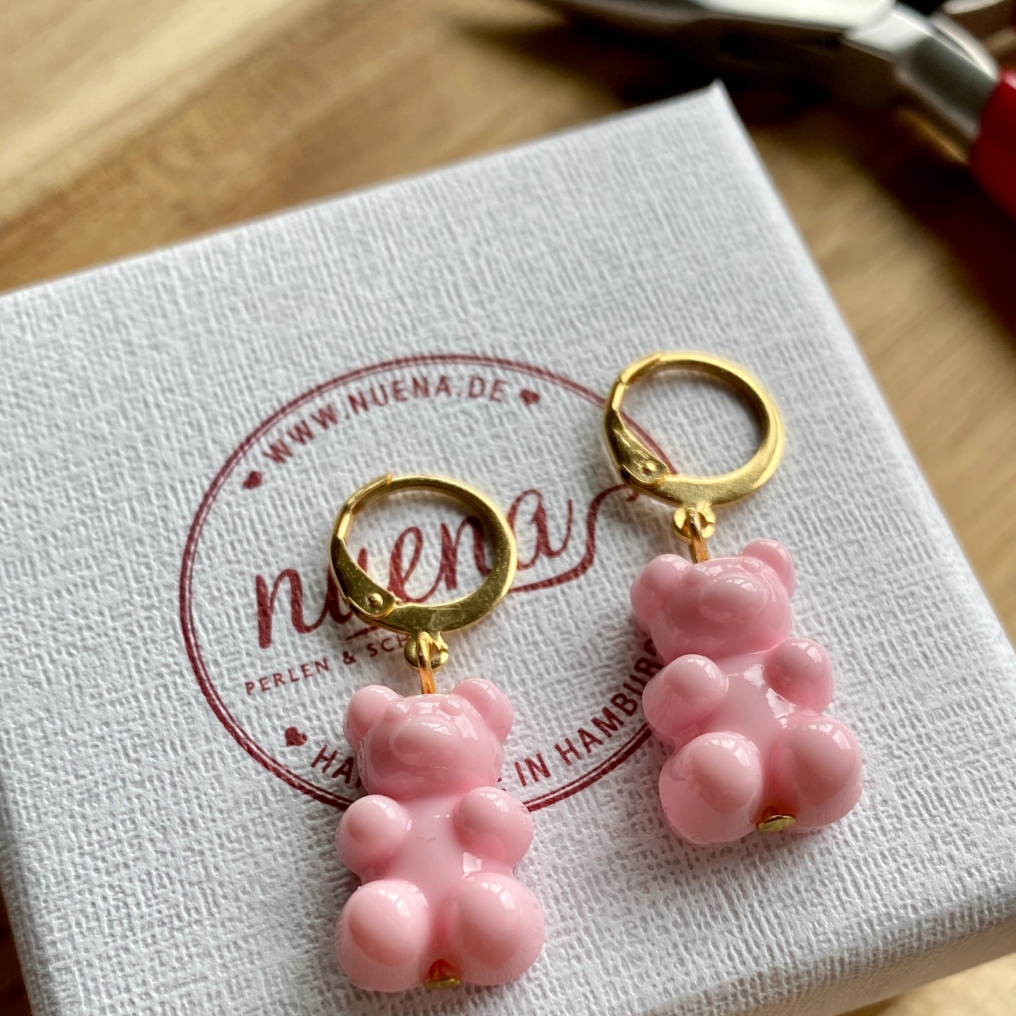 Gummy bear earrings // pink // stainless steel earrings