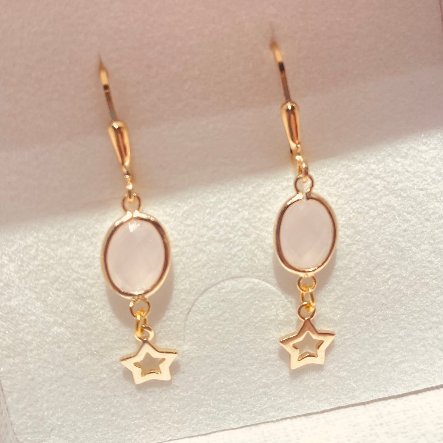 Rosa Opal Verbinder / 925er Silber vergoldet / 10mm