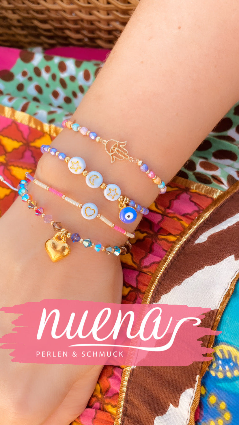 Evil Eye Auge Anhänger emailiert / violet gold / Ø 5 mm