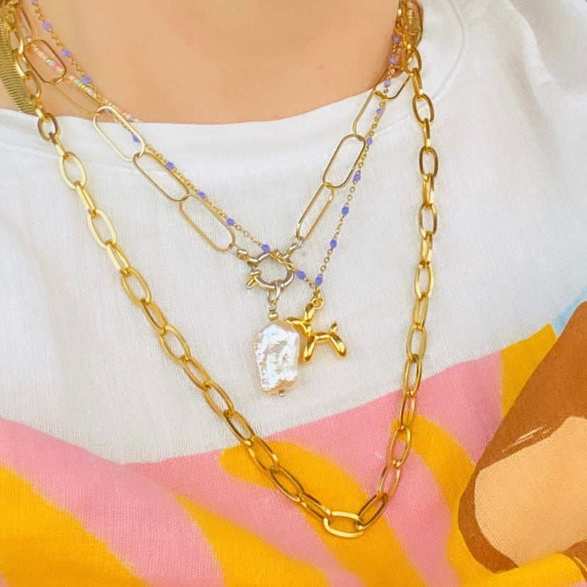 Paper clip stainless steel chain / gold plated / 20 x 7 mm