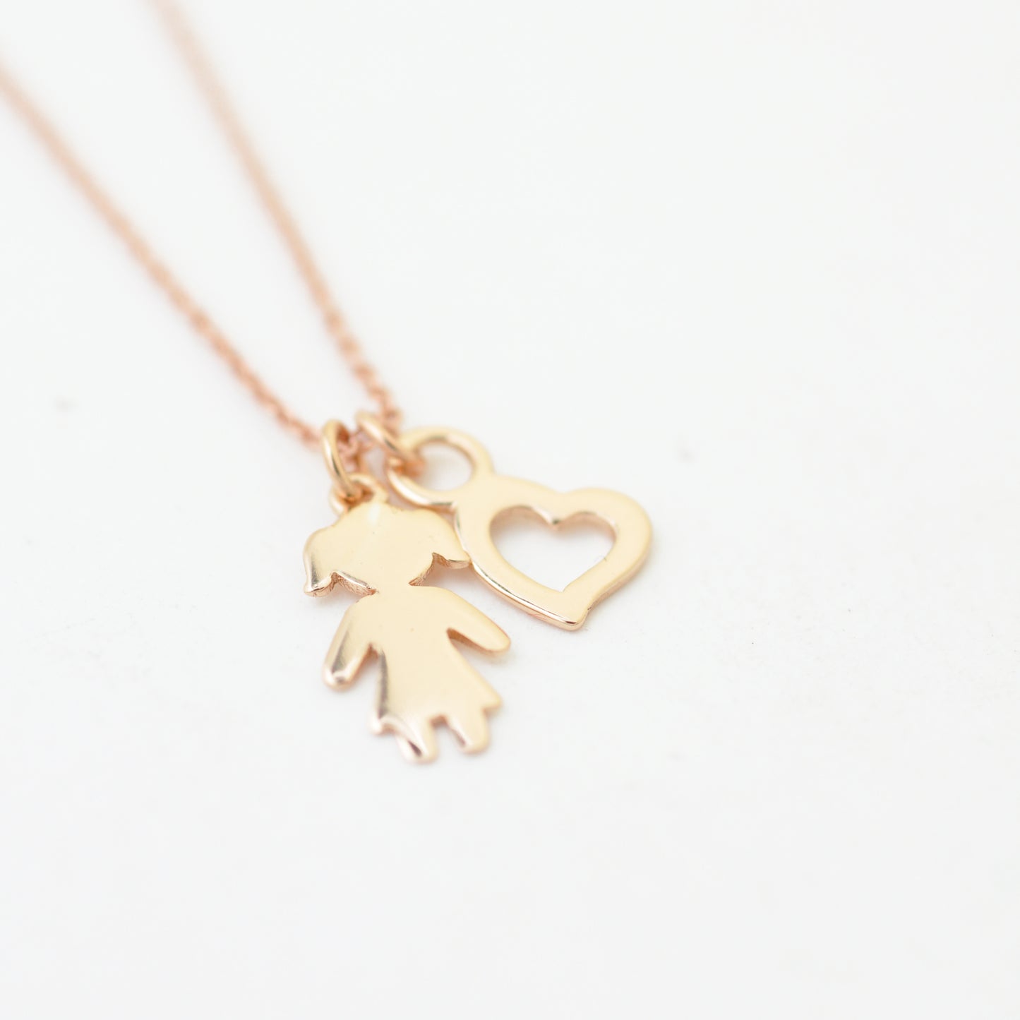 Pendant girl - Girl / 925 silver 18k rose gold plated / 12 mm