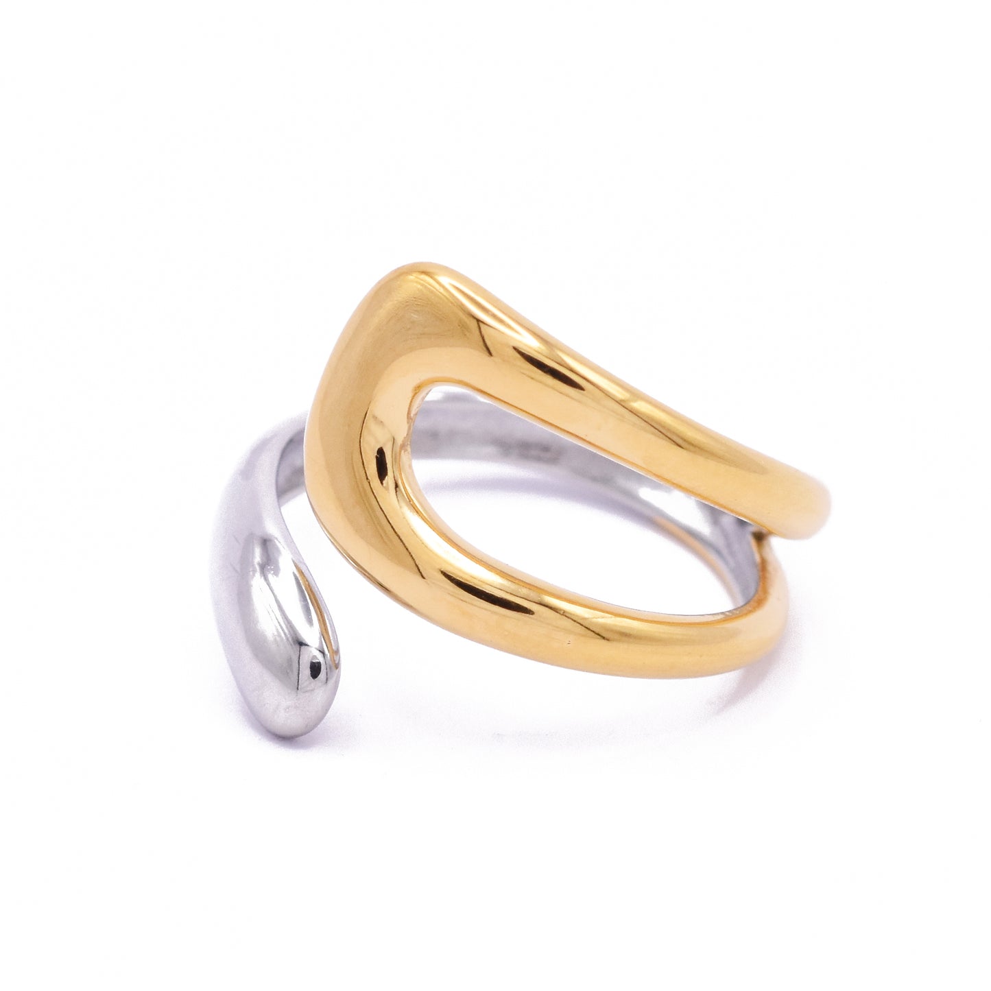 Ring / BiColor Open Drop / NUENA Collection Edelstahl