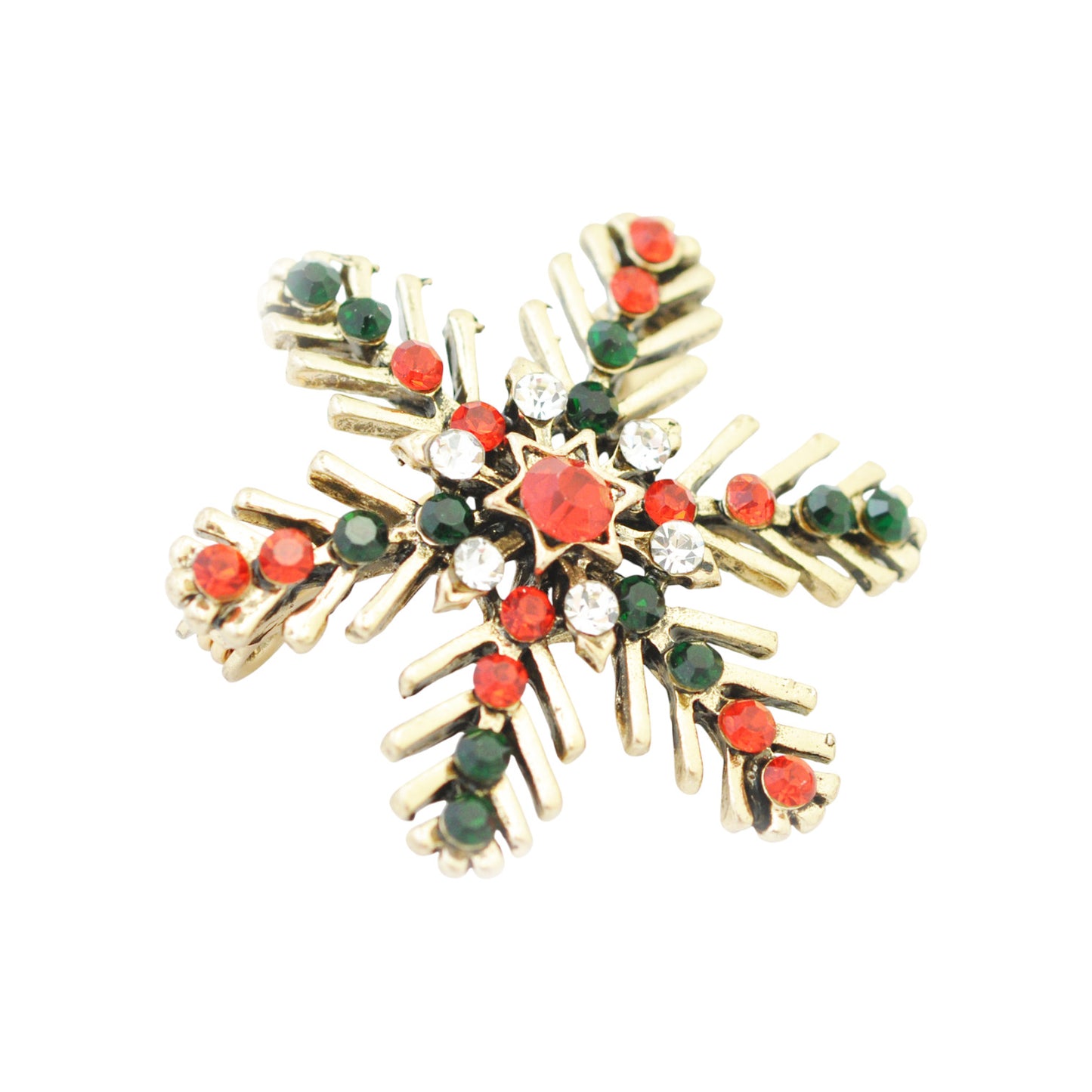 Weihnachtsbrosche Schneeflocke  / goldfarben / 35x35mm