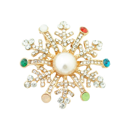 Weihnachtsbrosche Schneeflocke / goldfarben / 45x45mm