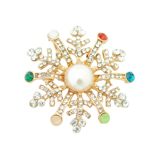 Weihnachtsbrosche Schneeflocke / goldfarben / 45x45mm