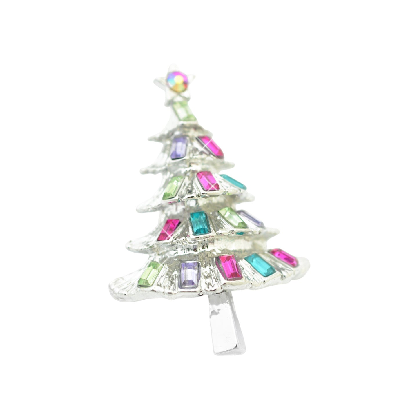 Weihnachtsbrosche Tannenbaum  / silberfarben / 45x30mm