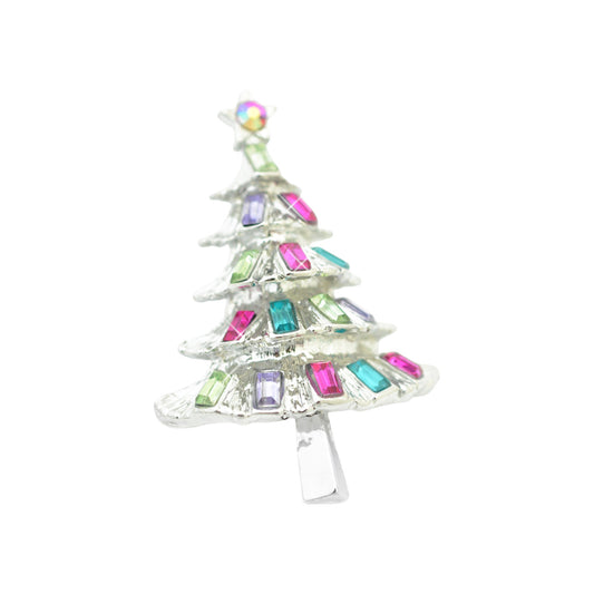 Weihnachtsbrosche Tannenbaum  / silberfarben / 45x30mm