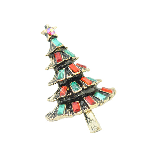 Weihnachtsbrosche Tannenbaum  / messingfarben / 45x30mm