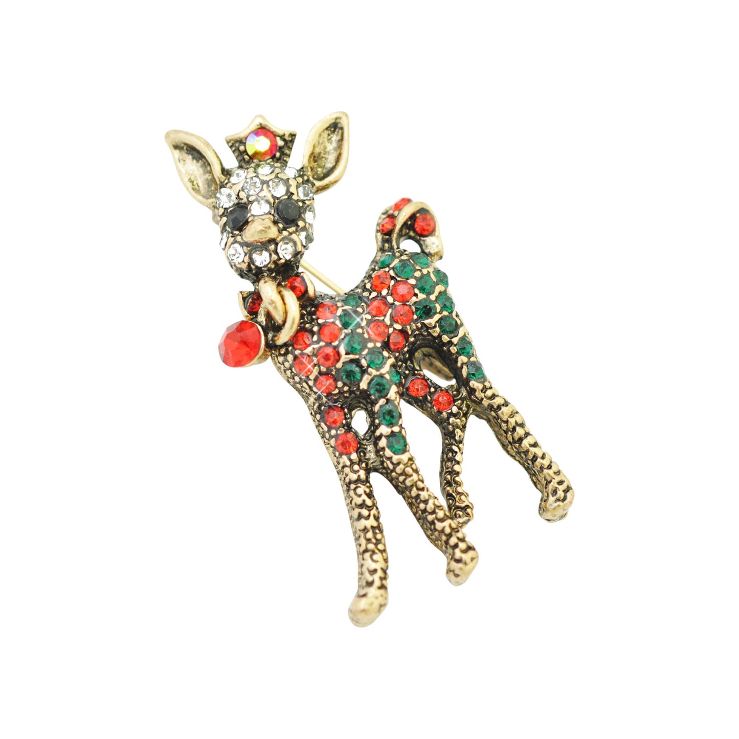 Weihnachtsbrosche Reh Bambi  / messingfarben / 40x20mm