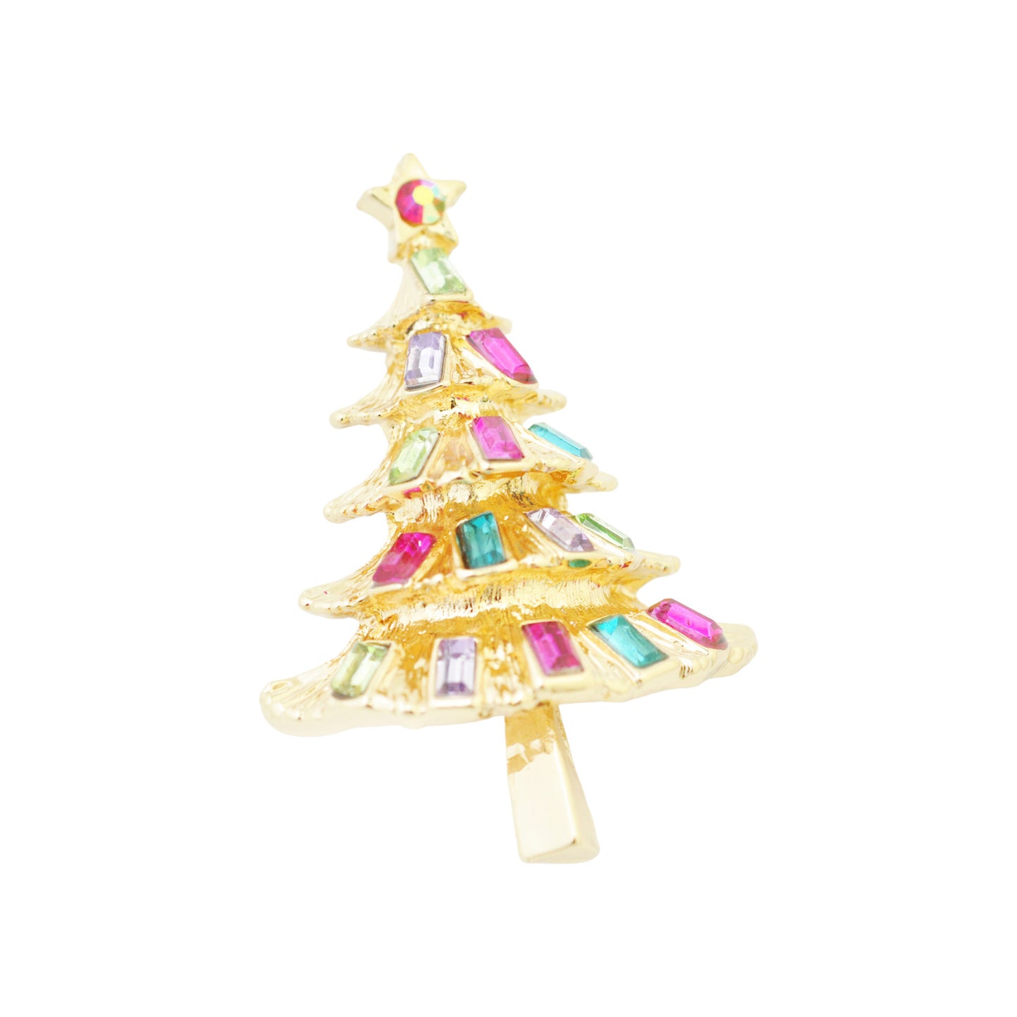 Weihnachtsbrosche Tannenbaum  / goldfarben / 45x30mm