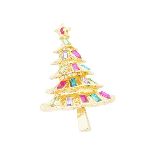 Weihnachtsbrosche Tannenbaum  / goldfarben / 45x30mm