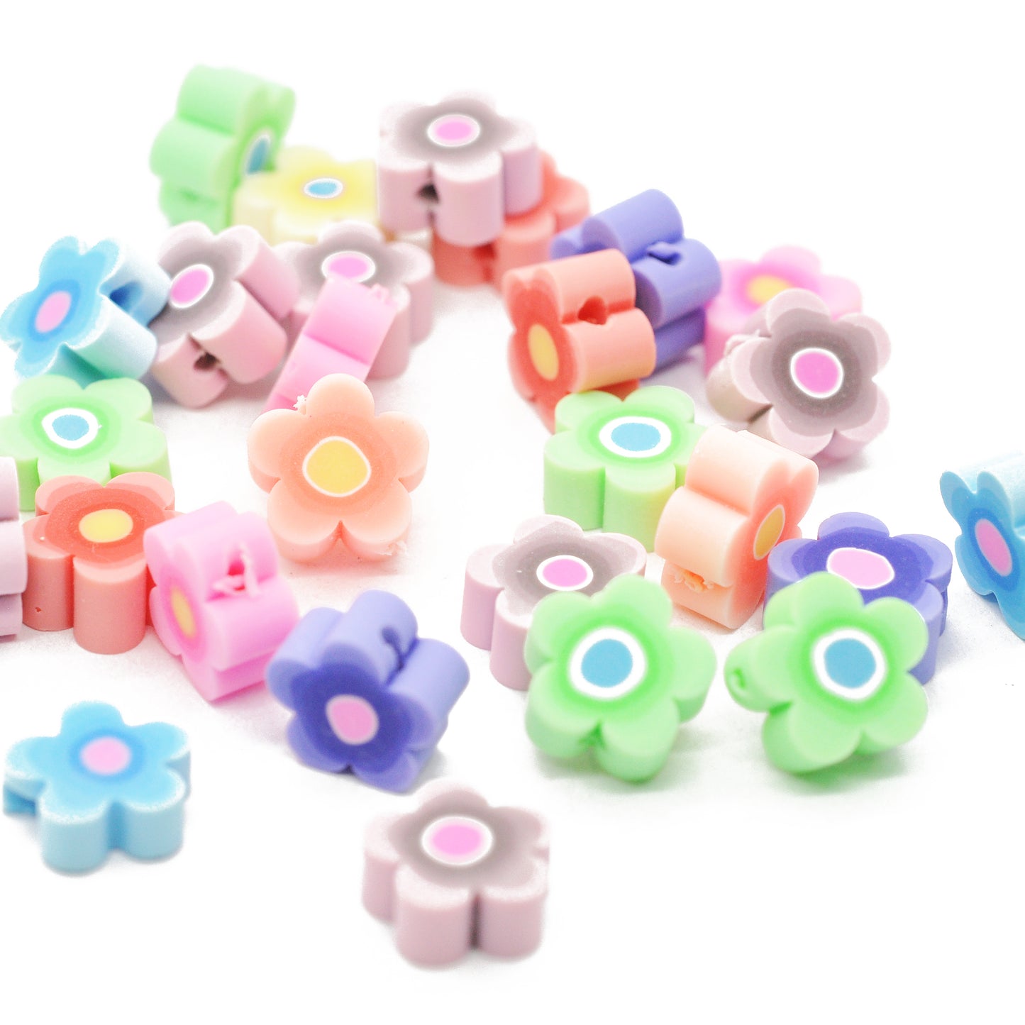 Blumen Mix Fimo /  Ø 10 mm (10 Stk.)