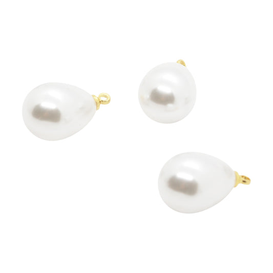 Anhänger Acryl Perle / weiss goldfarben / 17mm