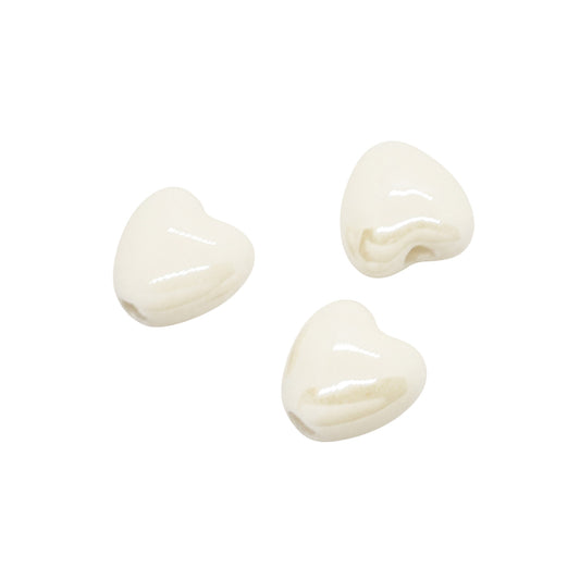 Porzellan Herz weiss / 10mm