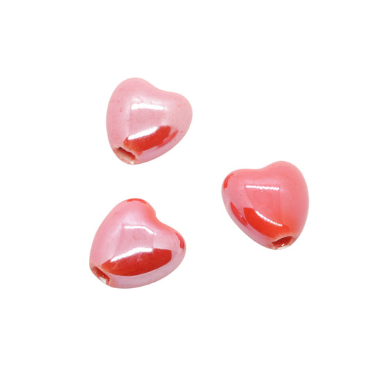 Porzellan Herz rot / 10mm