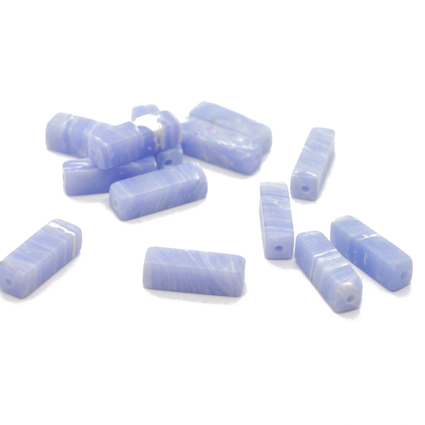 Blauer Chalcedon Edelstein / rechteck / 12x4mm