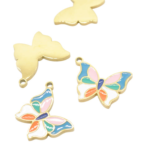 Schmetterling bunt Anhänger Edelstahl / 12mm