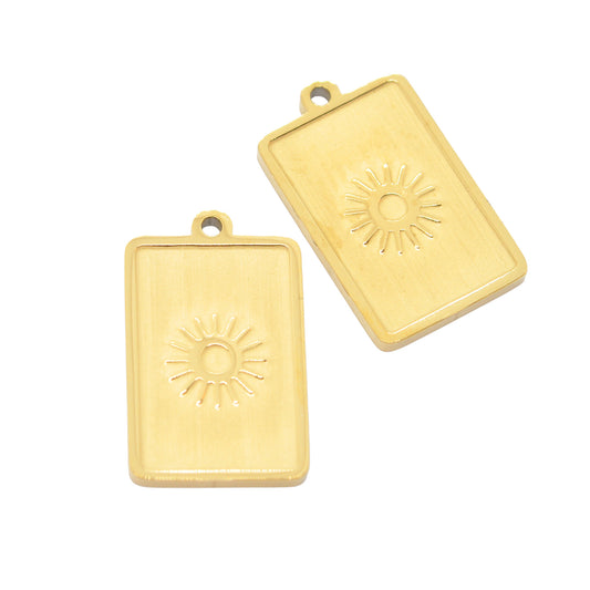 Square Sonne Anhänger Charm Edelstahl 24k verg. / 16mm
