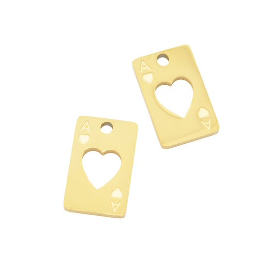 Spielkarte Anhänger Charm Edelstahl 24k verg. / 14mm