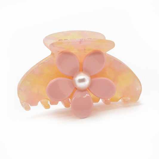 Haarklammer / big flower peach rose