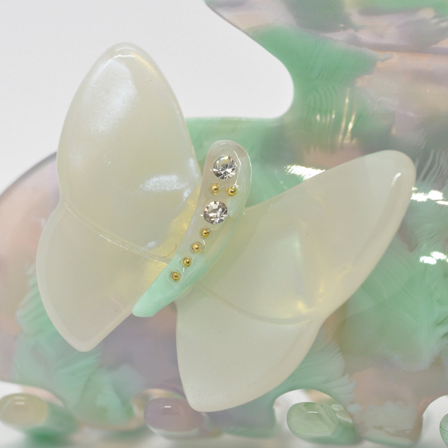 Haarklammer / 3 bling butterflies pastell clouds