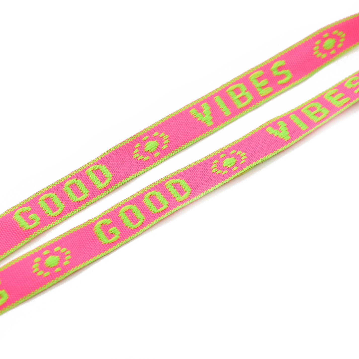 Webband GOOD VIBES pink grün / flach 10mm / 100cm