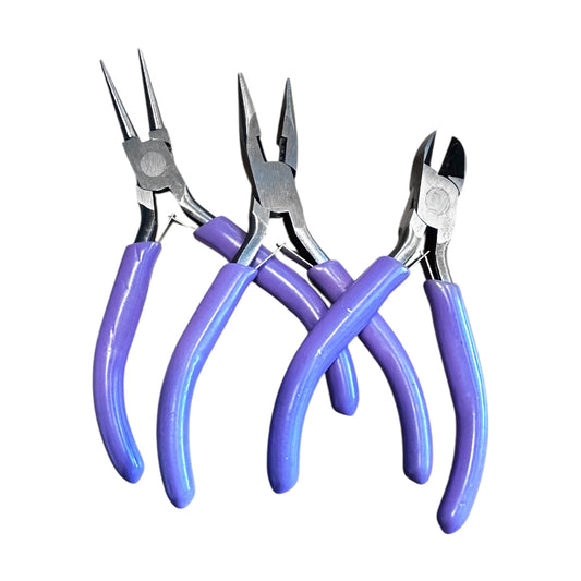 Zangen Set zur Schmuckherstellung / Flachzange / Rundzange / Seitenschneider - lila