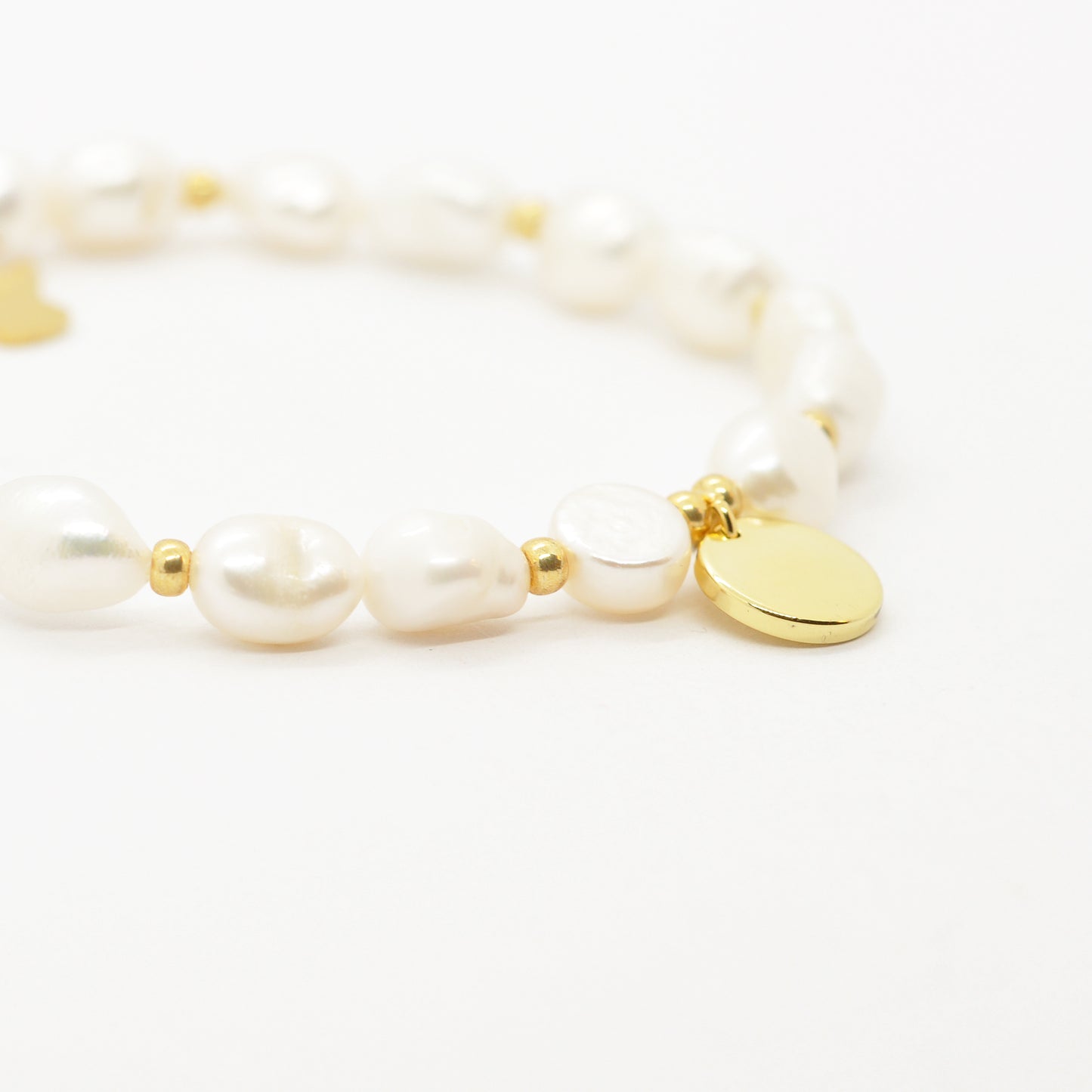 Mama Armband mit Schutzengel aus Süßwasserperle / Edelstahl vergoldet