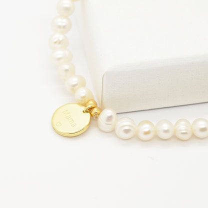 Mama Armband aus Süßwasserperle / Herz & Schmetterling Anhänger