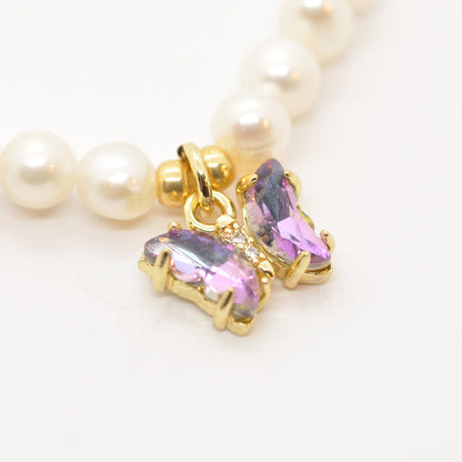 Mama Armband aus Süßwasserperle / Herz & Schmetterling Anhänger