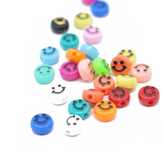 Smiley / rund flach / bunter mix / Ø 10 mm / 10 Stk.