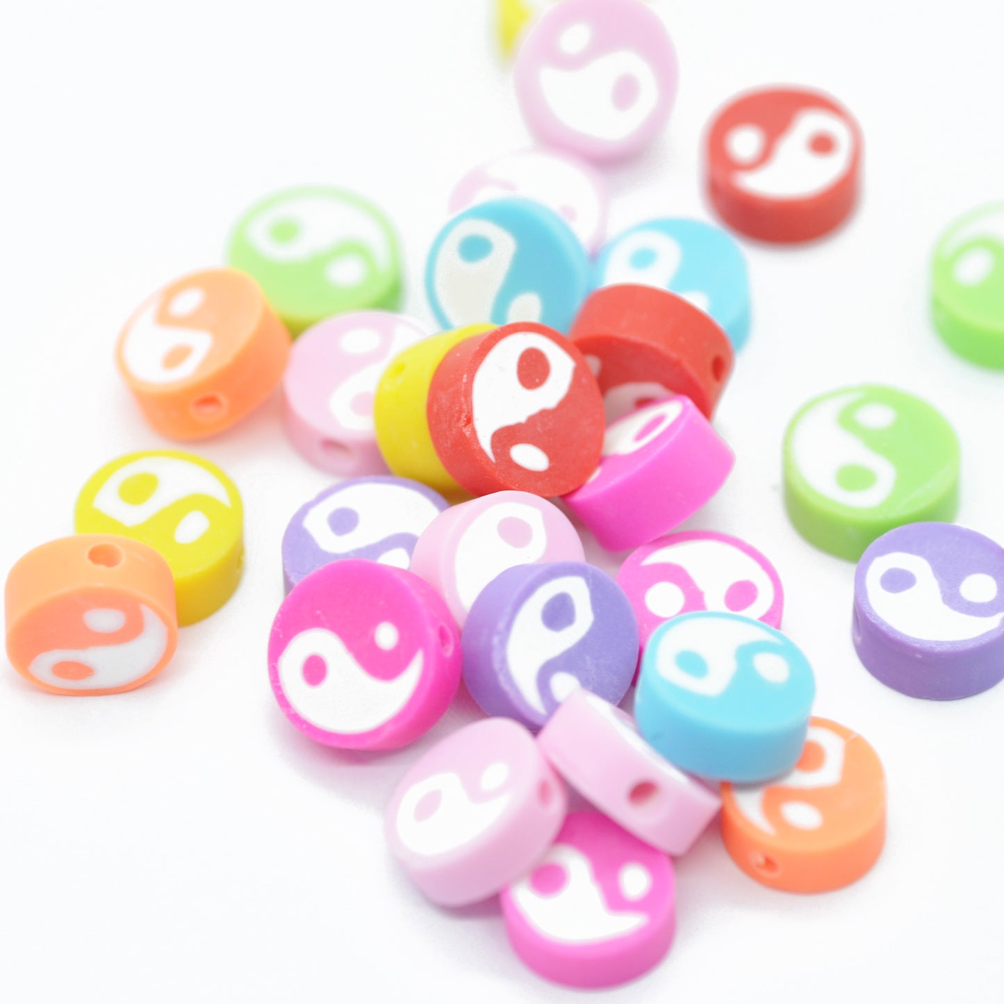 Fimo Yin Yang / bunt Mix / 10 Stk. / 10 mm