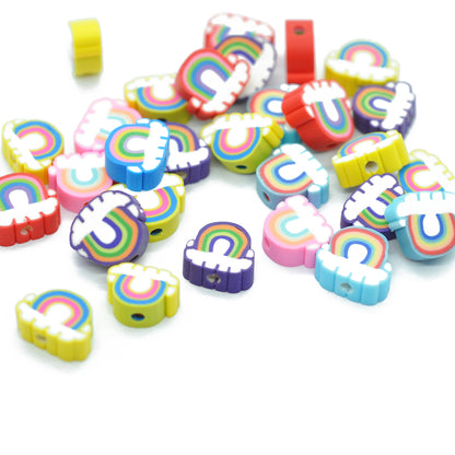 Fimo Regenbogen / bunt Mix / 10 mm / 10 Stk.