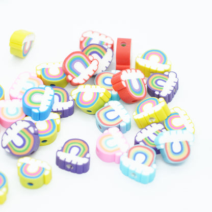 Fimo Regenbogen / bunt Mix / 10 mm / 10 Stk.